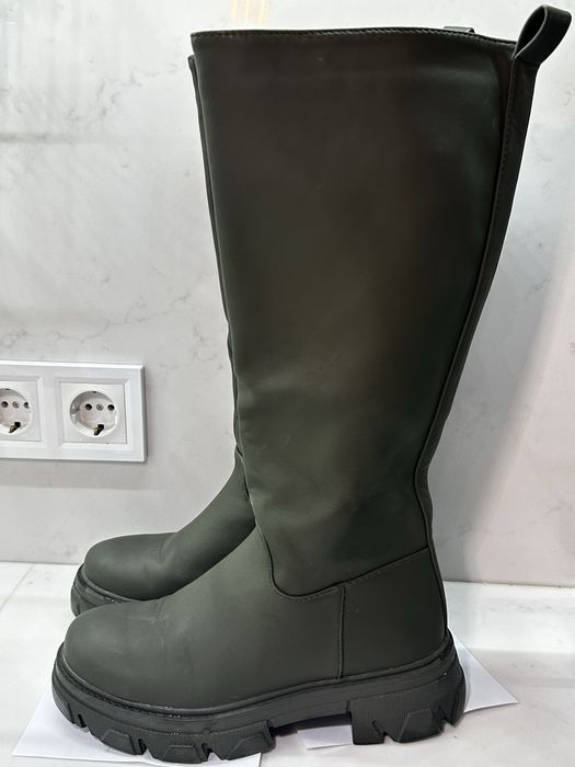 Високі зелені жіночі чоботи answear lab 37 розмір