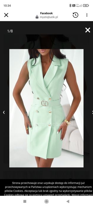 Żakietowa Sukienka pistacjowa xl z paskiem