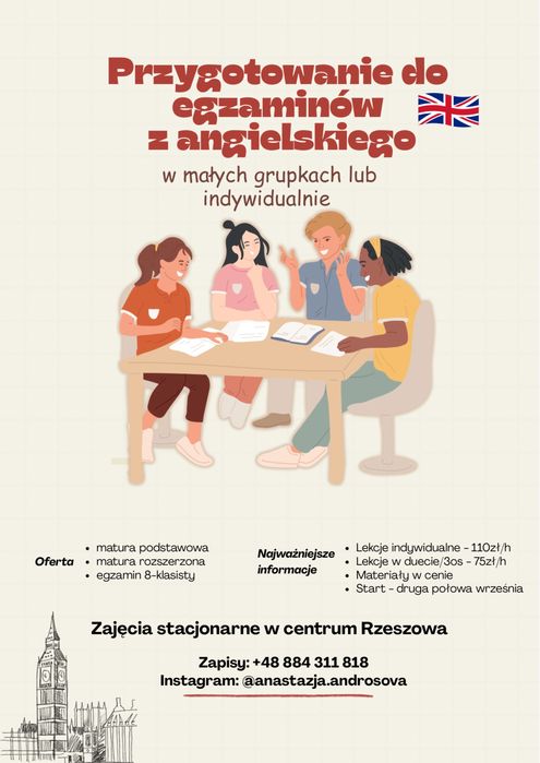 Korepetycje/ Przygotowanie do egzaminów z angielskiego RZESZÓW I ONLINE