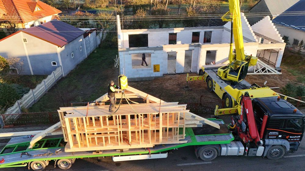 Wiązary dachowe prefabrykaty dachowe projekt produkcja montaż Poznań