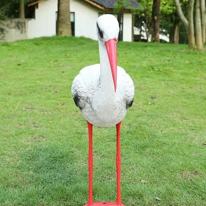 Bocian Stojący Duży Jak Żywy Figurka Ogrodowa Dekoracja Do Ogrodu 78Cm