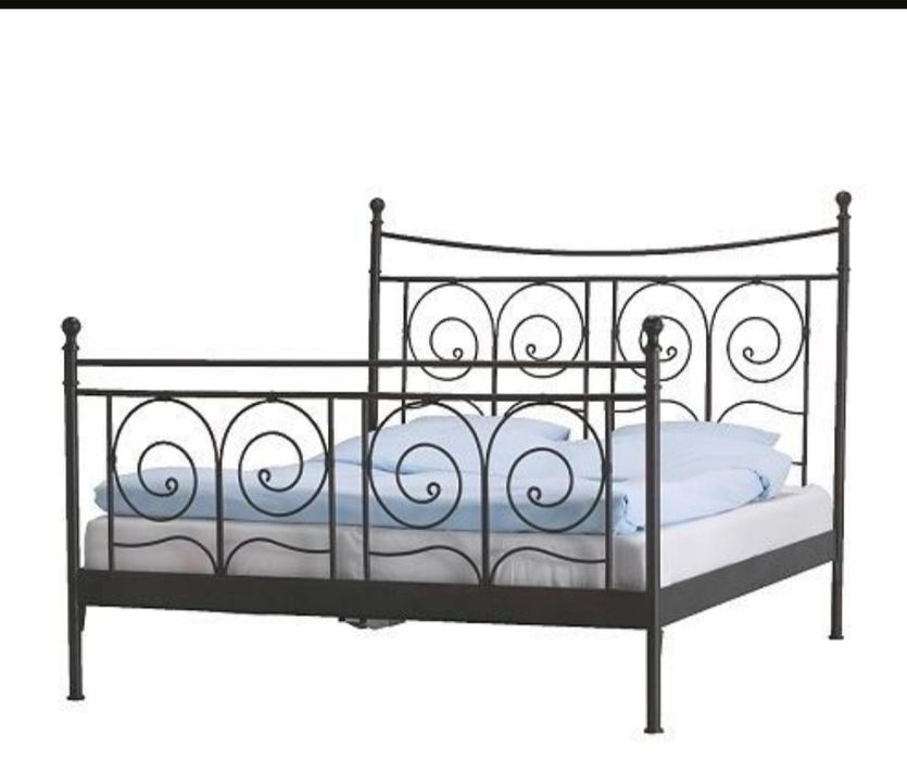 Łóżko metalowe czarne Ikea Noresund 160x200 stelaż i materac