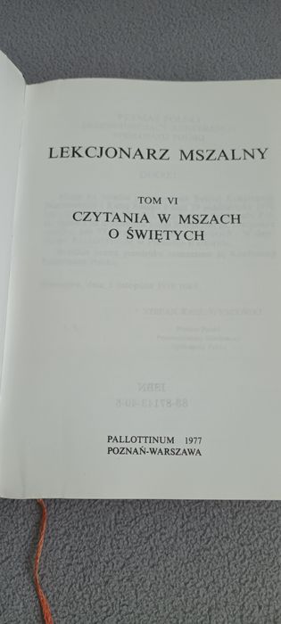 Czytania biblijne / Lekcjonarz Mszalny / tom VI / czytania w Mszach
