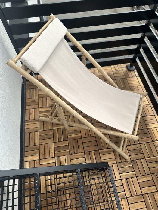 Leżak Boho beż bambus nowy