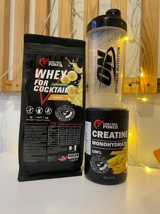 НАБОР | Протеин 1кг.+Креатин 600 грам = Шейкер в подарок | гейнер