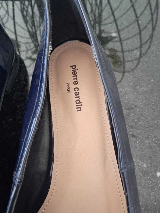 Pierre Cardin balerinki granatowe  kamenie perły eleganckie
