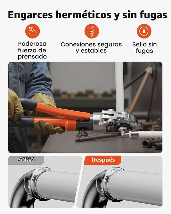 Alicate de Prensa e Cravar Hidráulico Multicamada, Pex, Alumínio e Plástico com mordaças TH 16, 20, 26 e 32mm - Novo