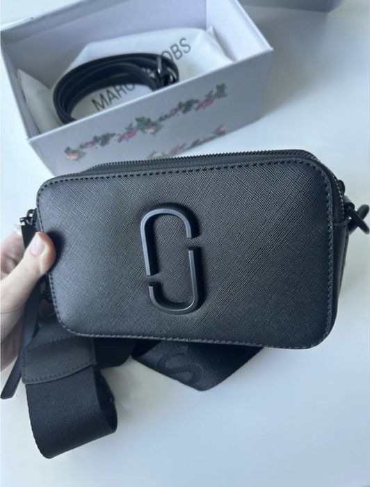 Сумка крос-боді чорна два ремені