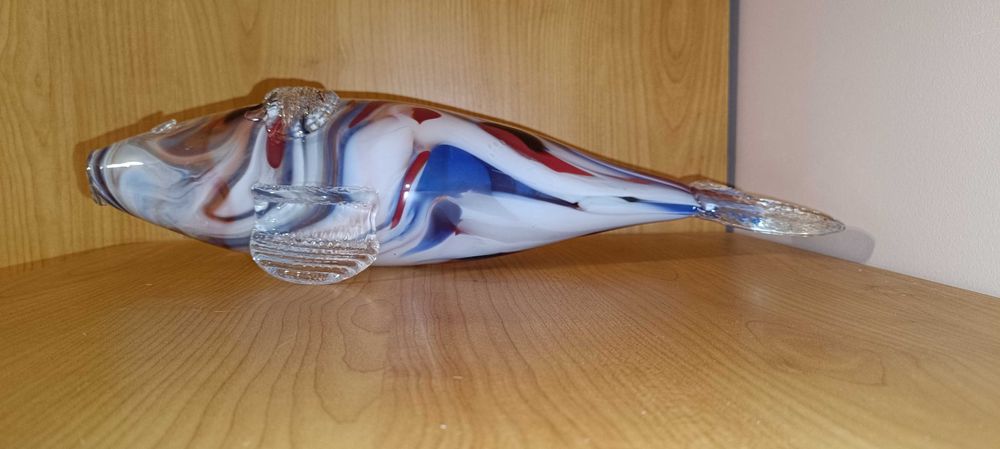 Szklana ryba figurka szkło kolorowe PRL