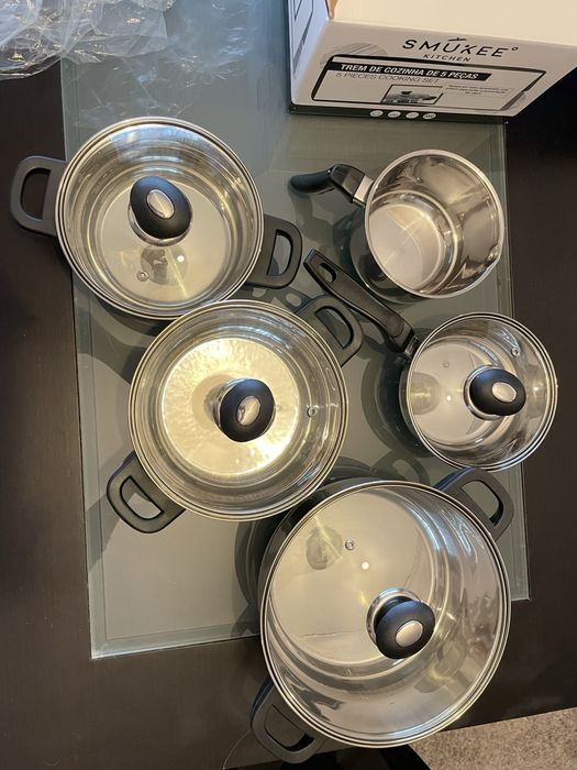 NUNCA USADO! Trem de Cozinha de 5 peças - todas as fontes de calor