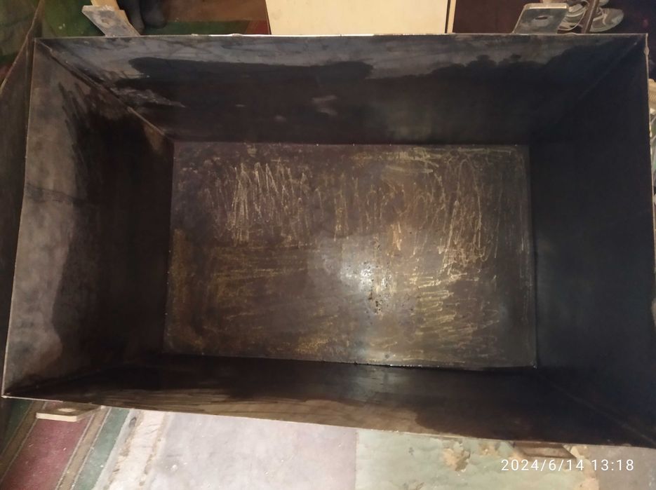 Бак металлический, черный металл, лист 2 мм, 1,20*0,62*0,62