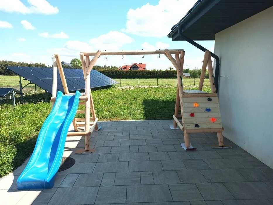 Plac zabaw dla dzieci TYMEK ślizg 2x huśtawka wspinaczka solidny trwały