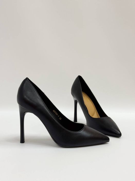 Чорні лодочки шкіра та замша