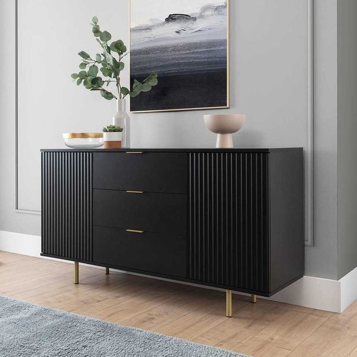 150x80x41 (ryflowane fronty,czarna lub kaszmir) Komoda Darmowa dostawa