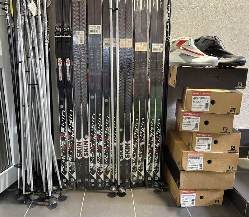 Лижі бігові/беговые лыжи Salomon aero 7skin, кріплення, палки nnn, sns