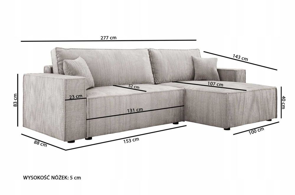 Nowoczesny Narożnik COZY/ Sztruks przyjemny w dotyku/Dostawa 10 DNI !!