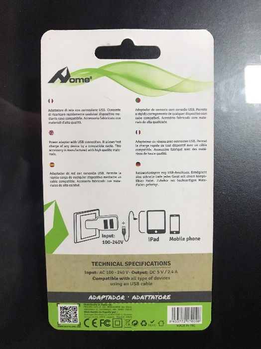 Carregador com 2 USB (2.4A / 1.0A) - Transformador / Carregador parede64740395452419122