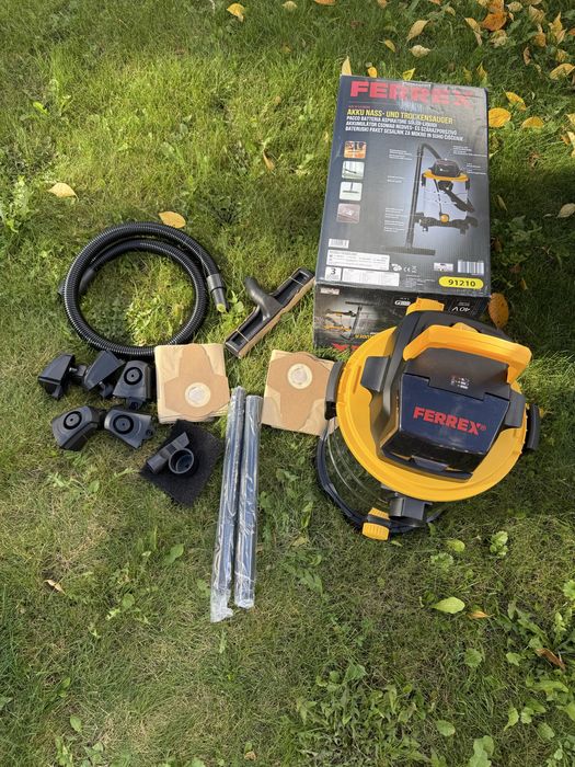 Найпотужніший будівельний Акамуляторний пилосос ferrex 40 v