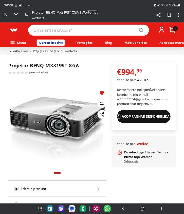 Projector de curta distância