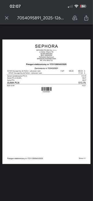 Dior sauvage edp 100ml