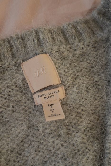 Шерстяний кардиган вінтажний сірий, альпака кофта H&M