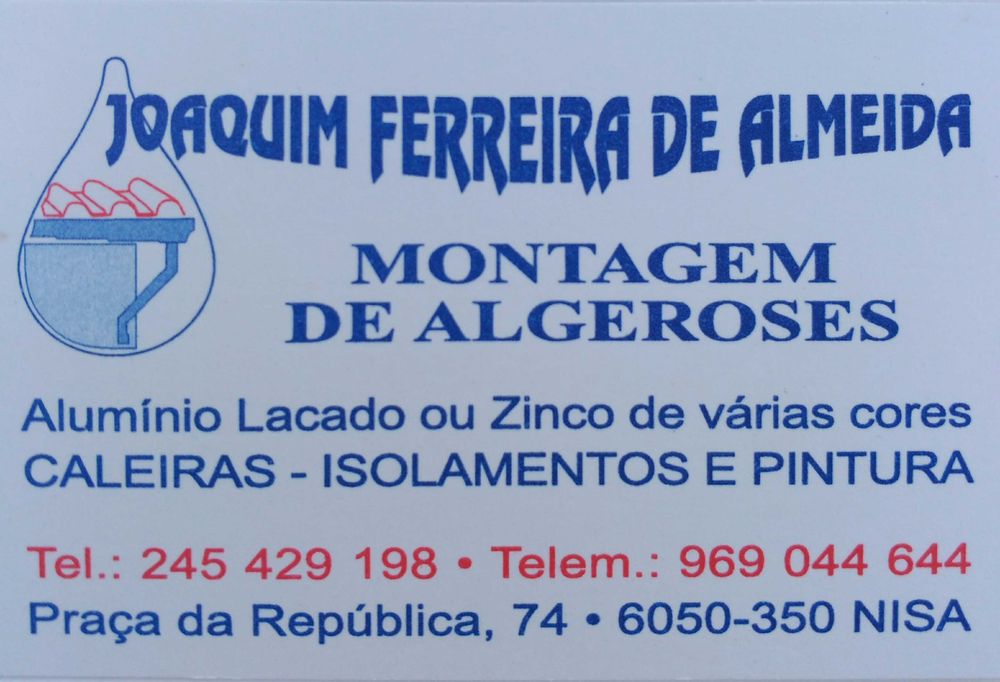 Isolamentos, Caleiras, algeroses,