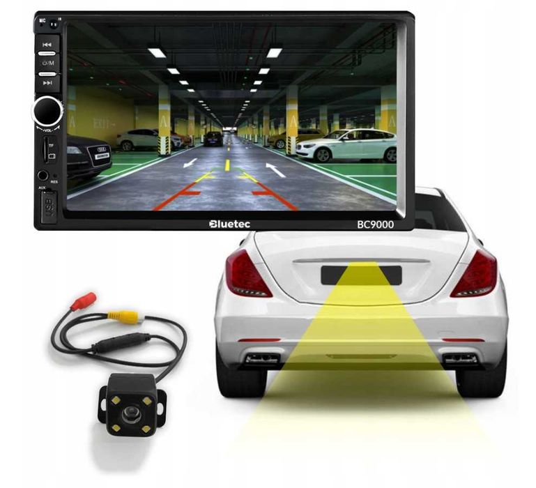 Radio Samochodowe 2DIN Ekran 7 Cali Led Mirror Link MP5 Play USB SD MP3 Głośnomówiący Bluetooth Zestaw Parkowania do Kamera Cofania Kostki ISO Pilot