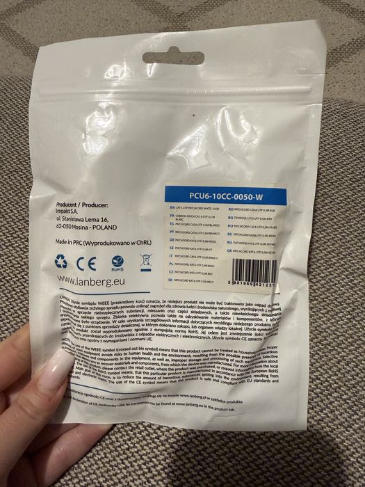 Kabel Sieciowy LAN Ethernet RJ45 (Patchcord) – Nowy