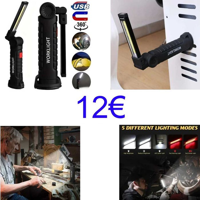 Lanterna Led (UV/ luz negra, longo alcance, usb/ pilhas, trabalho)