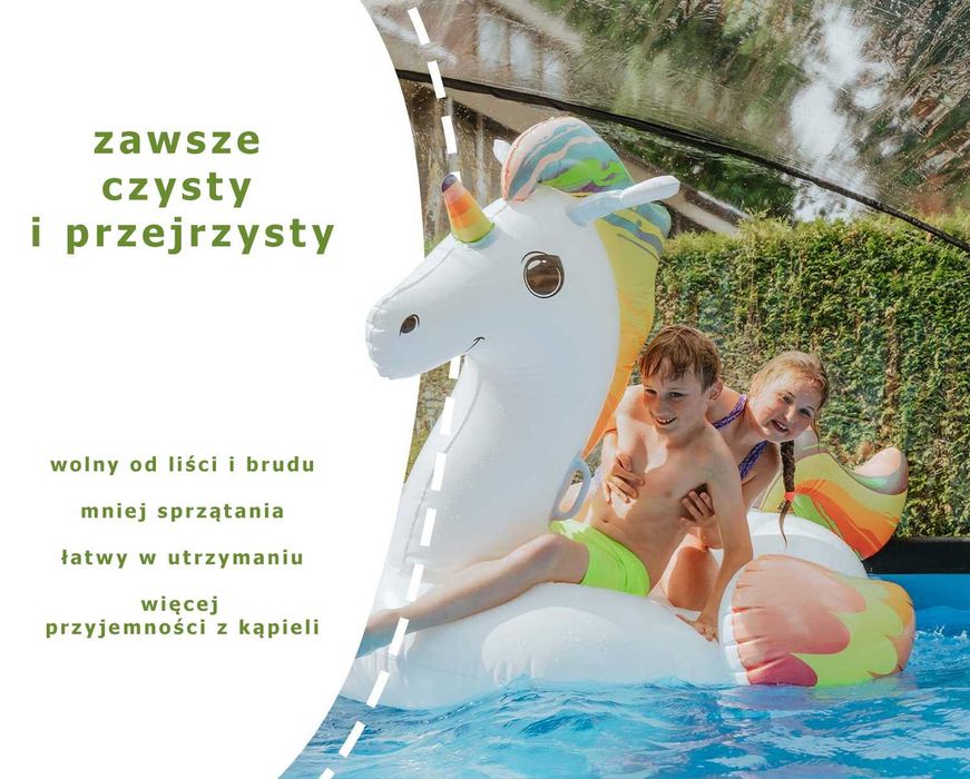 Basen EXIT Stone okrągły 360 cm szary składany dach kopuła pompa filtr