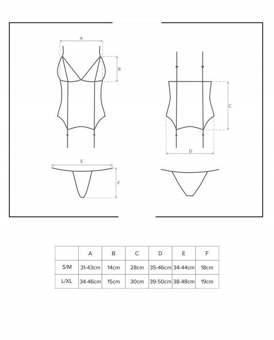 seksowny strój komplet gorset + stringi Obsessive L 40 NOWY