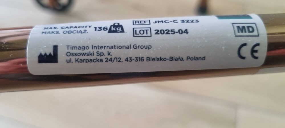 Balkonik, chodzik czterokołowy z hamulcami. TIMAGO JMC-C-3223