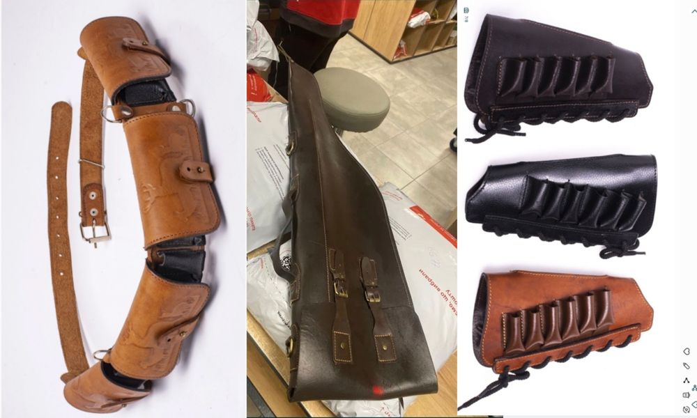 Чехол для ружья кожений.Патронташ.