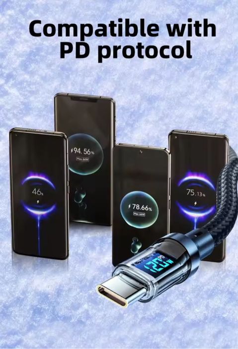 Кабель USB type A type C 100w 5a з дисплеєм OOZCC
