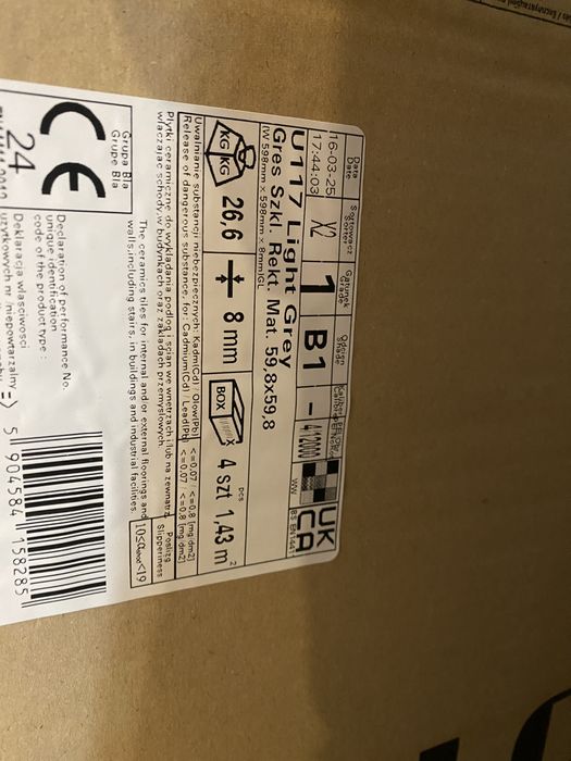 Gres płytki PARADYŻ U117 (Ennis) Light Grey Gres Szkl.59,8x59,8 G1