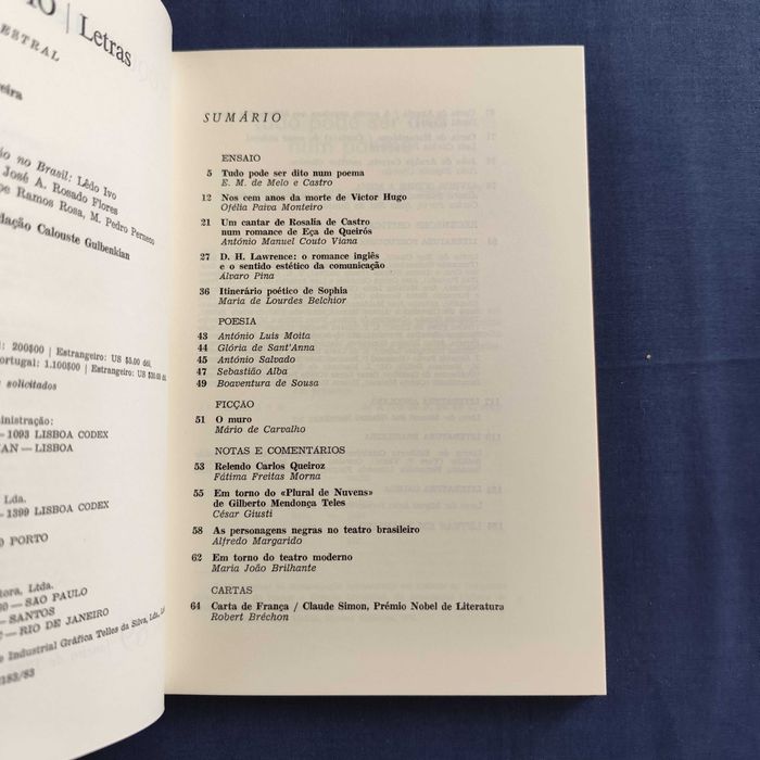 Revista Colóquio Letras 89 - Janeiro 1986