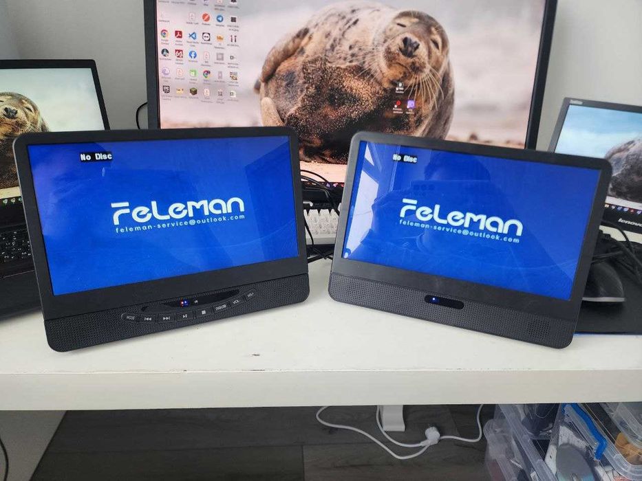 Портативні дисплеї в авто, кемпінг FeLeman 12" portable Dual Screen Car DVD Player with HDMI/USB – 1080P HD