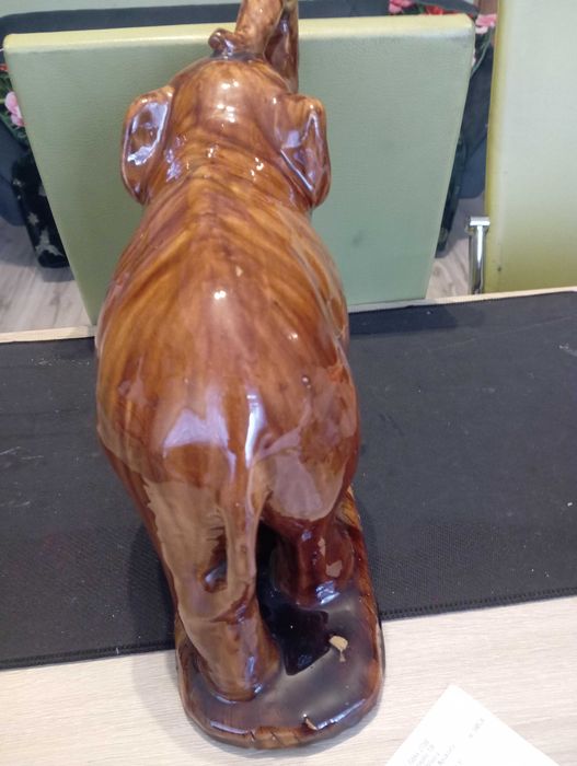 Duża ceramiczna figurka – słoń, vintage, prl 27 cm