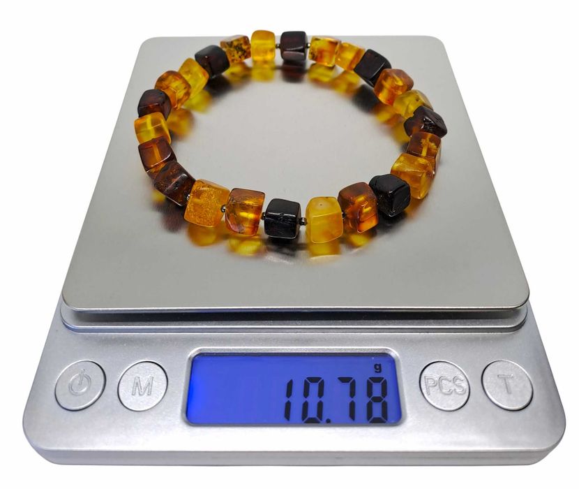 Bransoletka z bursztynu, BURSZTYN bałtycki kostka nieregularna #849