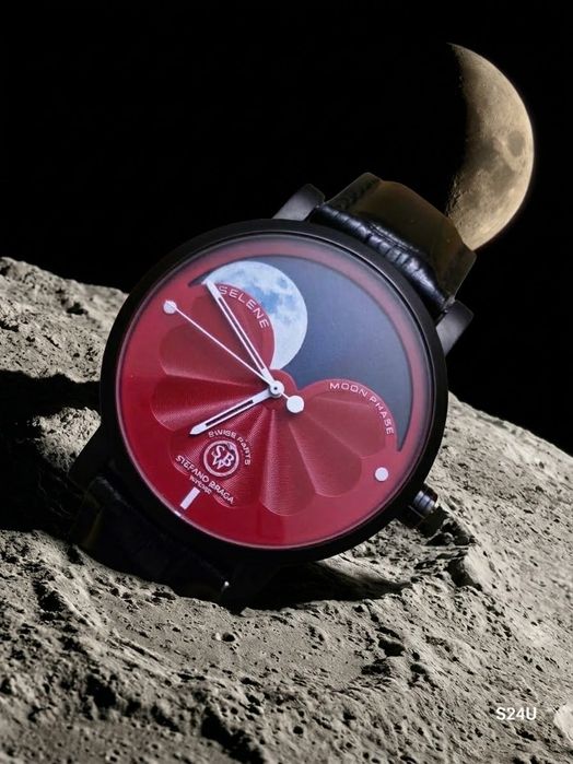Zegarek z fazami srebrnego globu Moon Watch