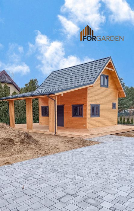 dom drewniany, całoroczny z poddaszem 35m2