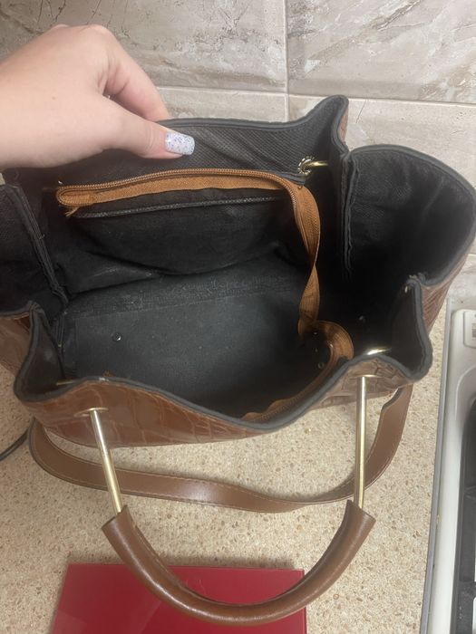 Сумка шкіряна  коричнева велика