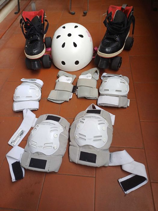 Patins Oxelo 4 rodas e kit de Proteção