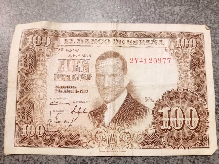 Notas Antigas Coleção Espanha Cien 100 Pesetas