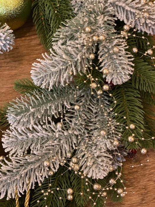 Гірлянда новорічна штучна хвоя, віночок різдвяний