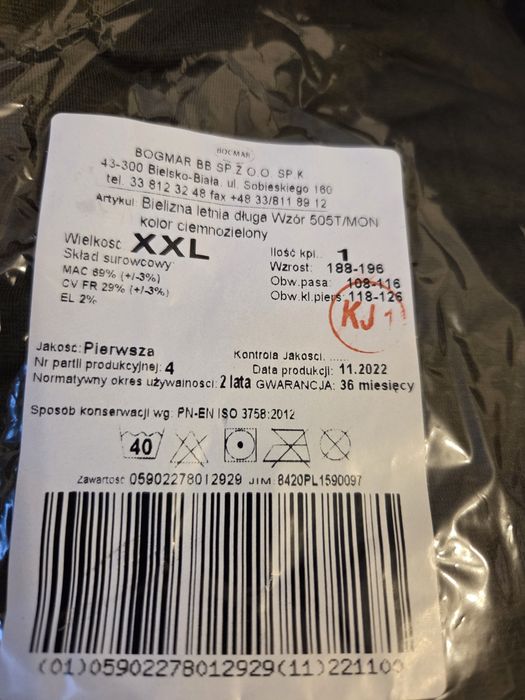 Bielizna wojskowa xxl