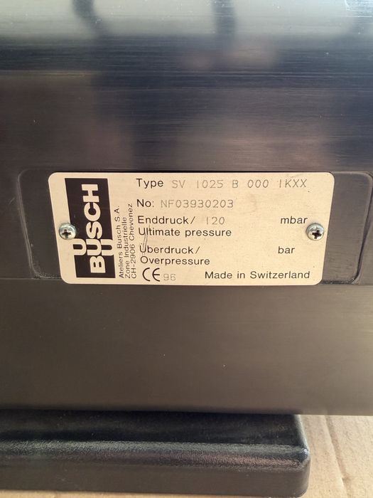 Pompa próżniowa BUSCH SV 1025 B | 120 mbar | Made in Switzerland