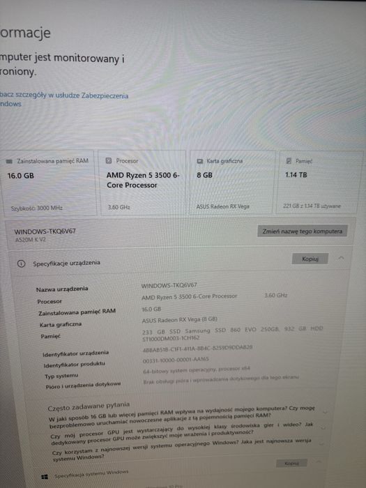 Gamingowy PC | Strix Vega 8GB | Ryzen | SSD Samsung | 850W |