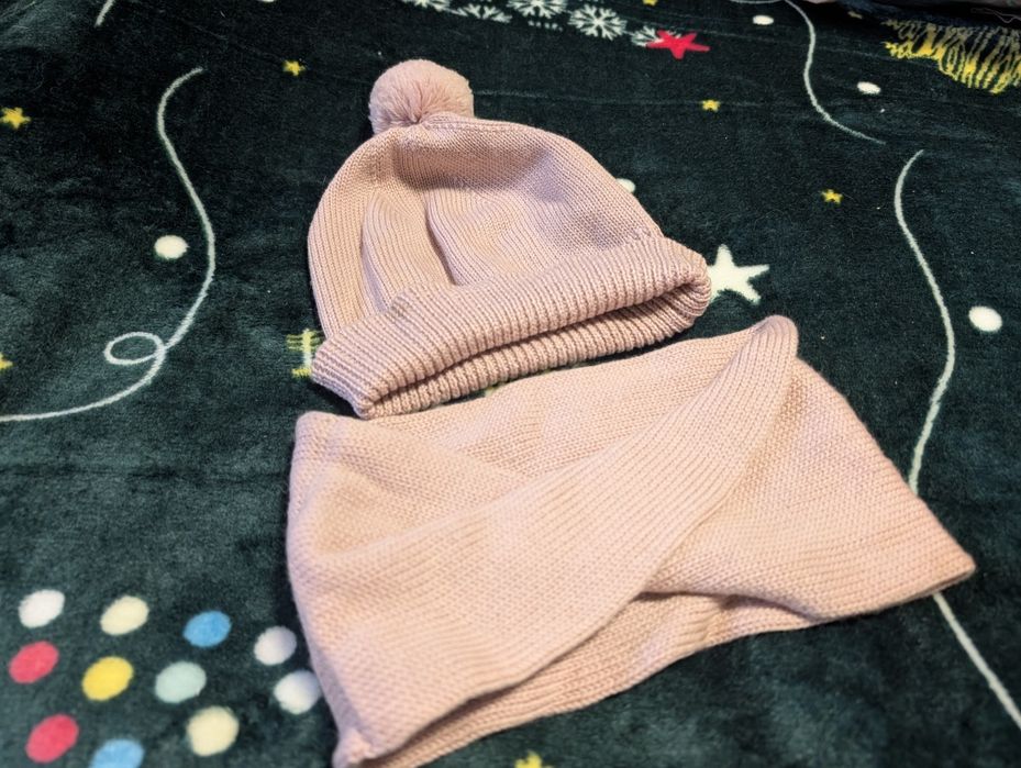 Czapka i komin 100% wełna (Marino) h&M roz.62-68