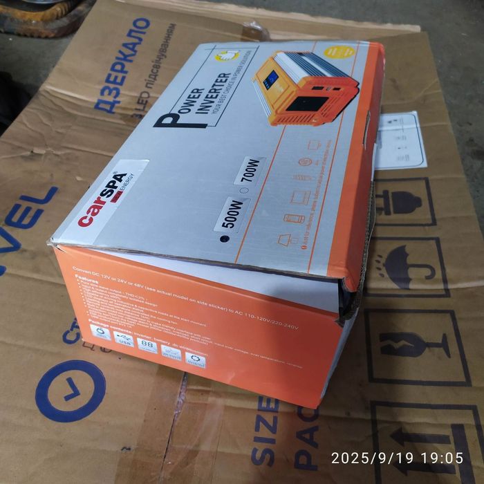 Інвертор Carspa 12v 220v 500w Pure sine-wave Чистий синус  220-240v